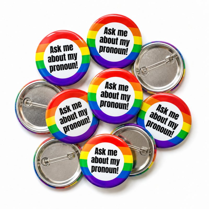 Ask me about my pronoun Button Pin Badge