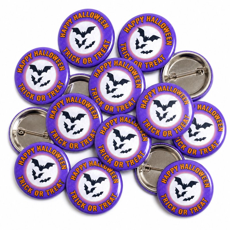 Happy Halloween Trick or Treat Bat Badge