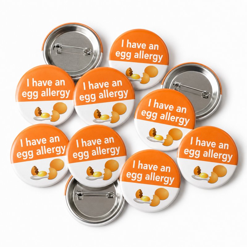 Egg Allergy Button Pin Badge