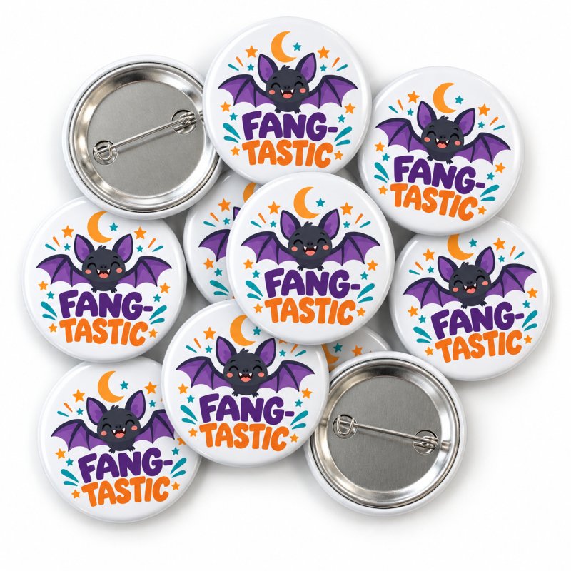 Fang-Tastic Bat Halloween Badge