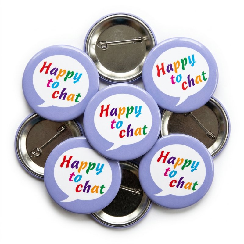 Happy to Chat Button Pin Badge