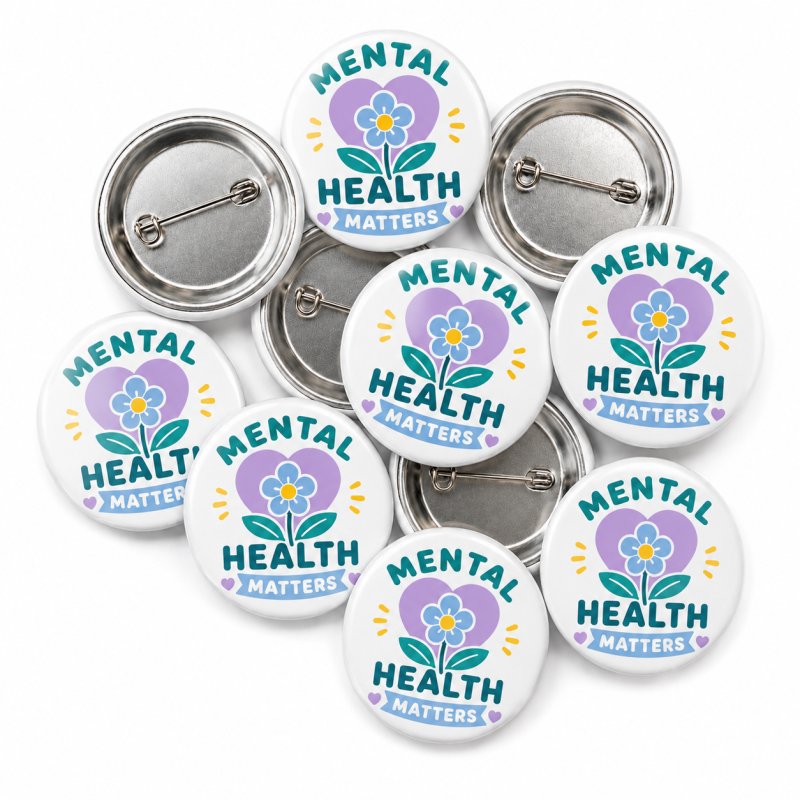 Mental Health Matters button pin badge