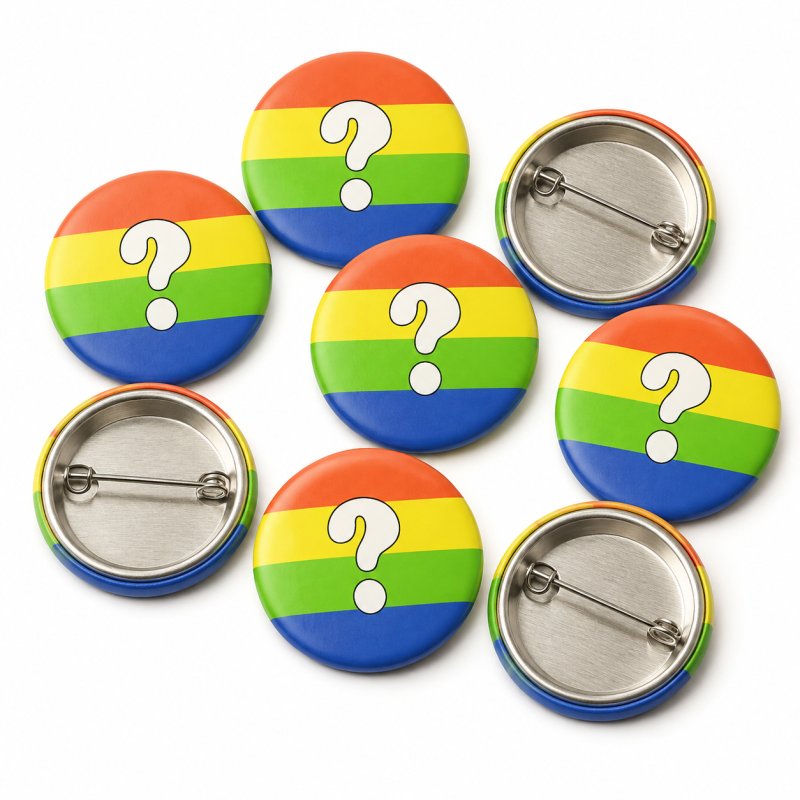 Questioning Button Pin Badge
