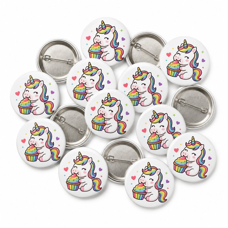 Rainbow Unicorn Button Pin Badge