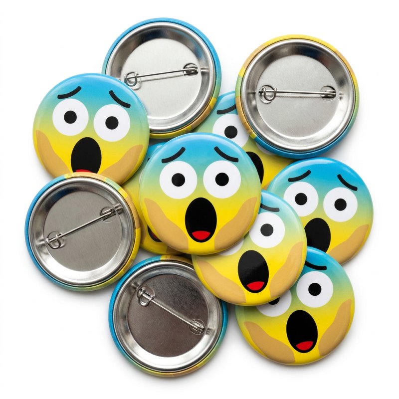 Screaming Face Emoji Button Pin Badge