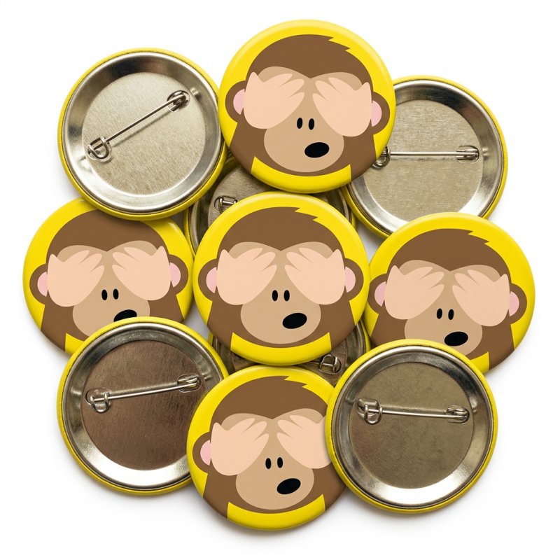 See No Evil Monkey Emoji Button Pin Badge