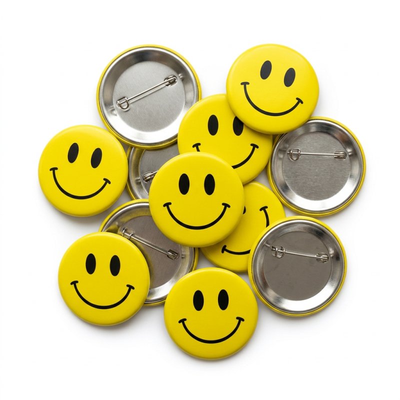 Smiley Face Button Pin Badge