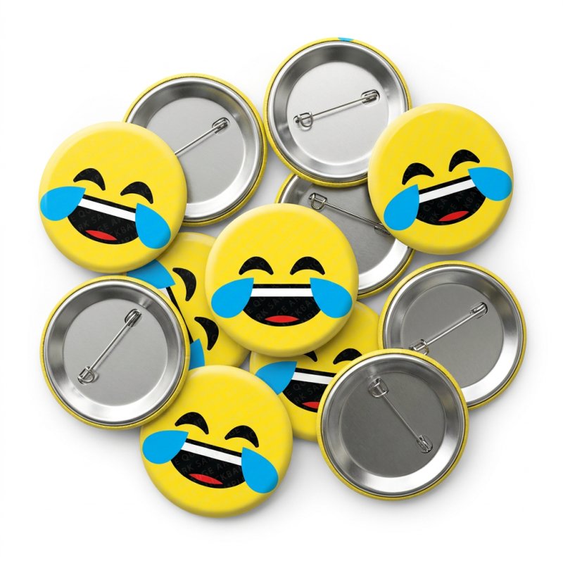 Tears of Joy Face Emoji Button Pin Badge
