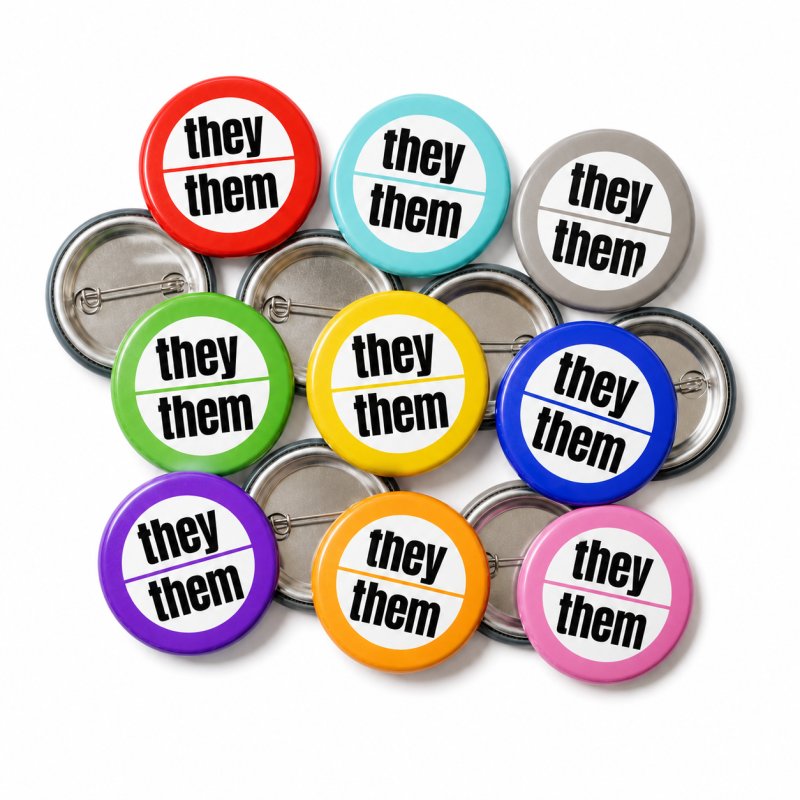 Pronoun - they them Button Pin Badge