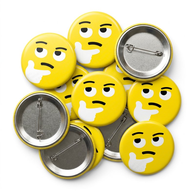 Thinking Face Emoji Button Pin Badge
