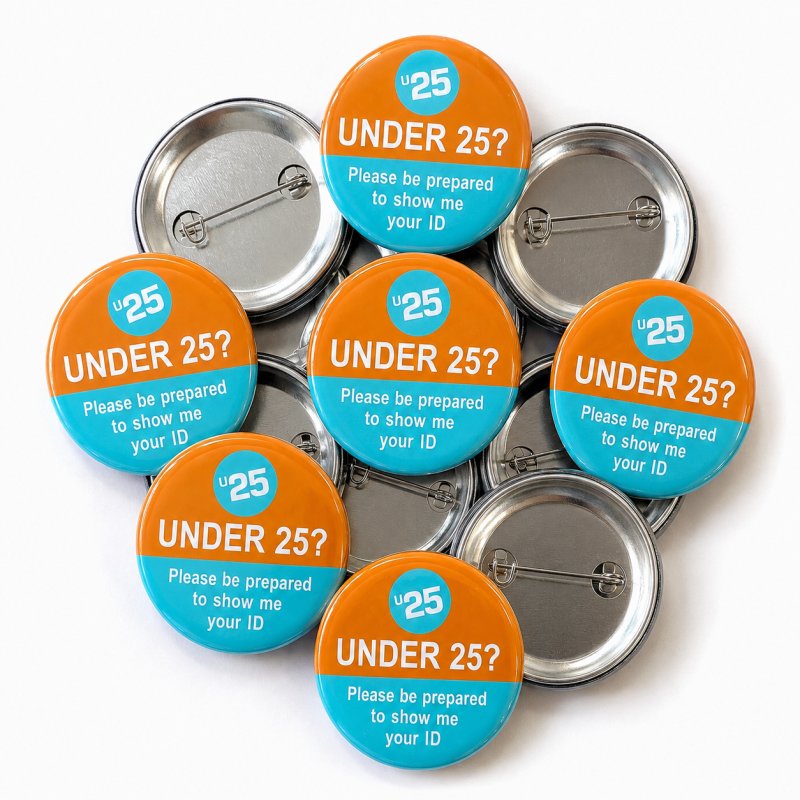 Under 25 - Orange/Blue Pin Badges