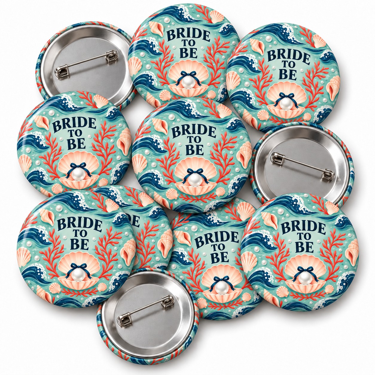 Bride to Be Pearl and Seashell Hen Party Badge