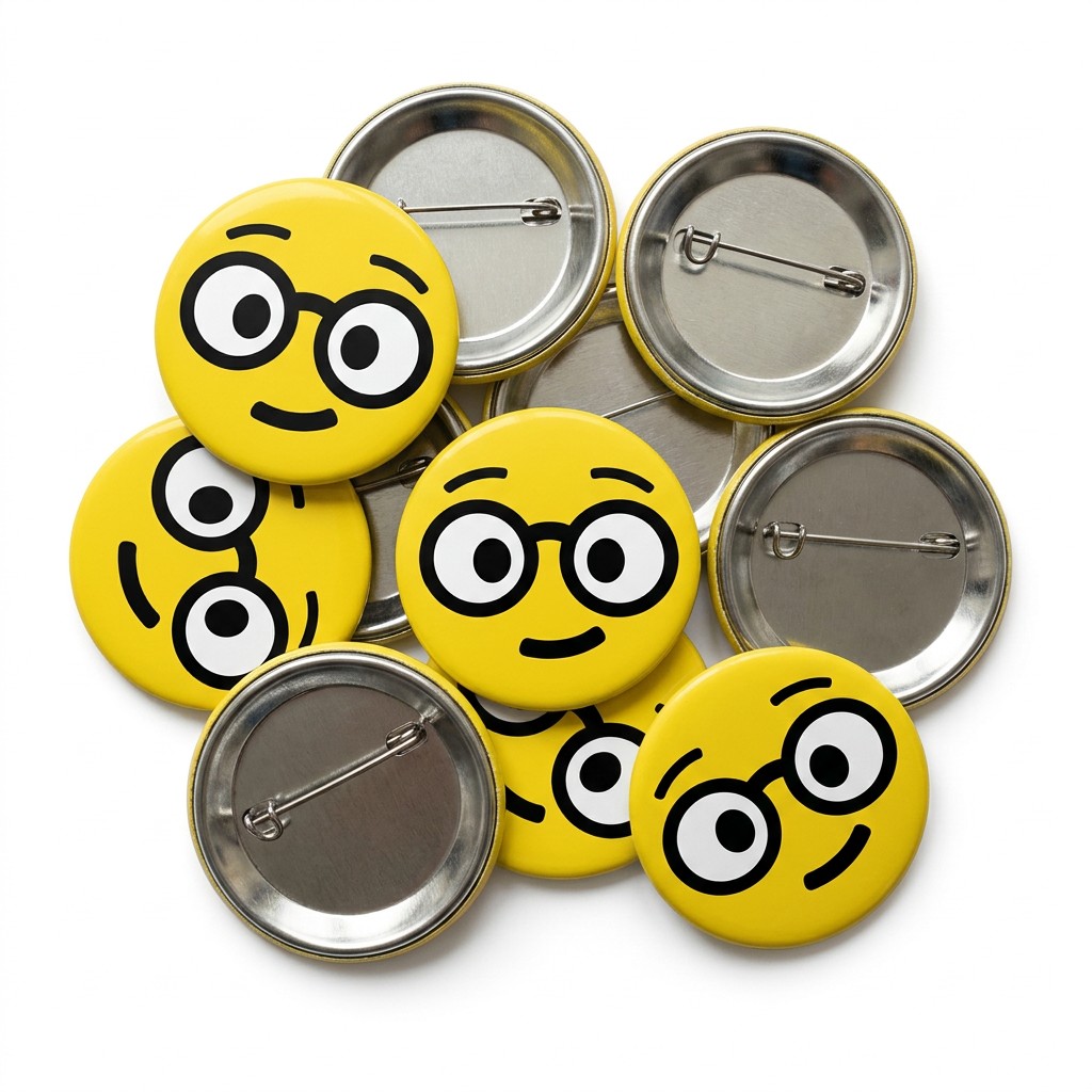 Nerd Face Emoji Button Pin Badge