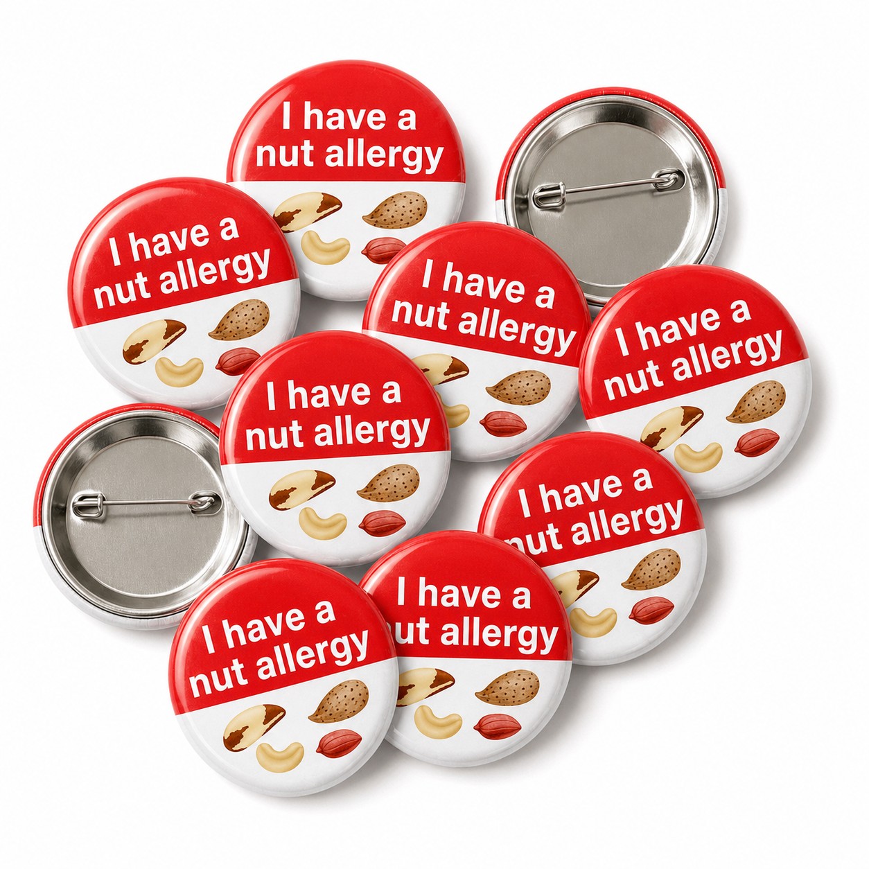 Nut Allergy Button Pin Badge
