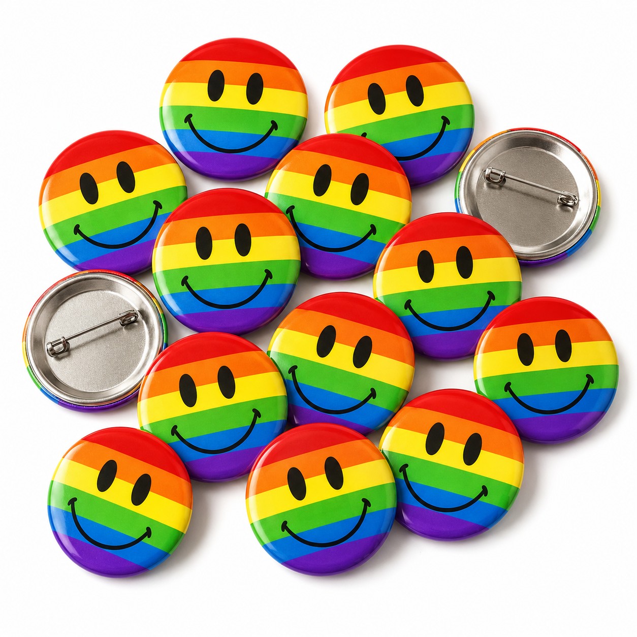 Rainbow Smiley Button Pin Badge