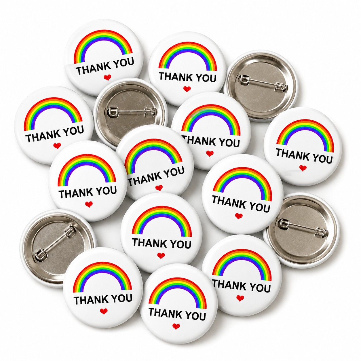Rainbow Thank you Button Pin Badge