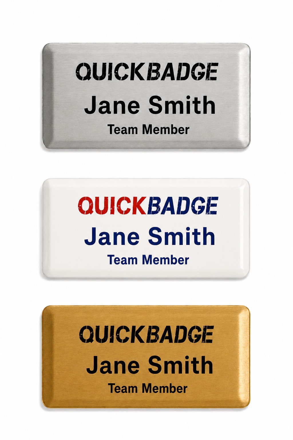 Rectangle Metal Name Badge 72mm x 36mm