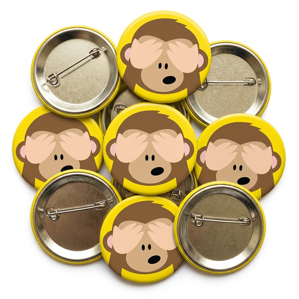 See No Evil Monkey Emoji Button Pin Badge