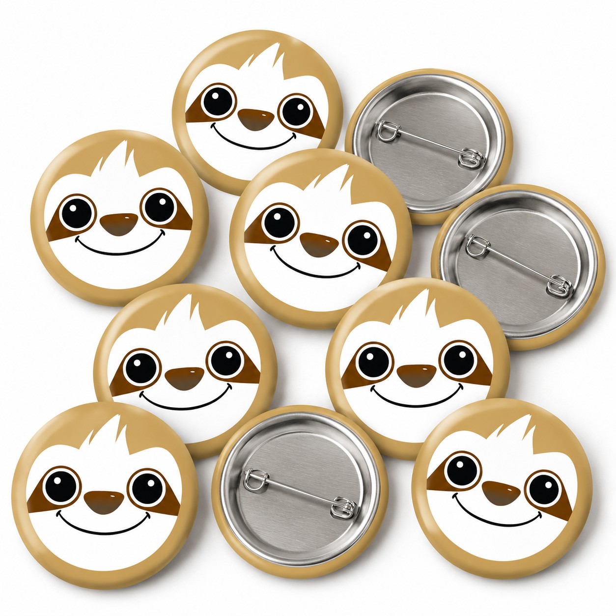 Sloth Button Pin Badge