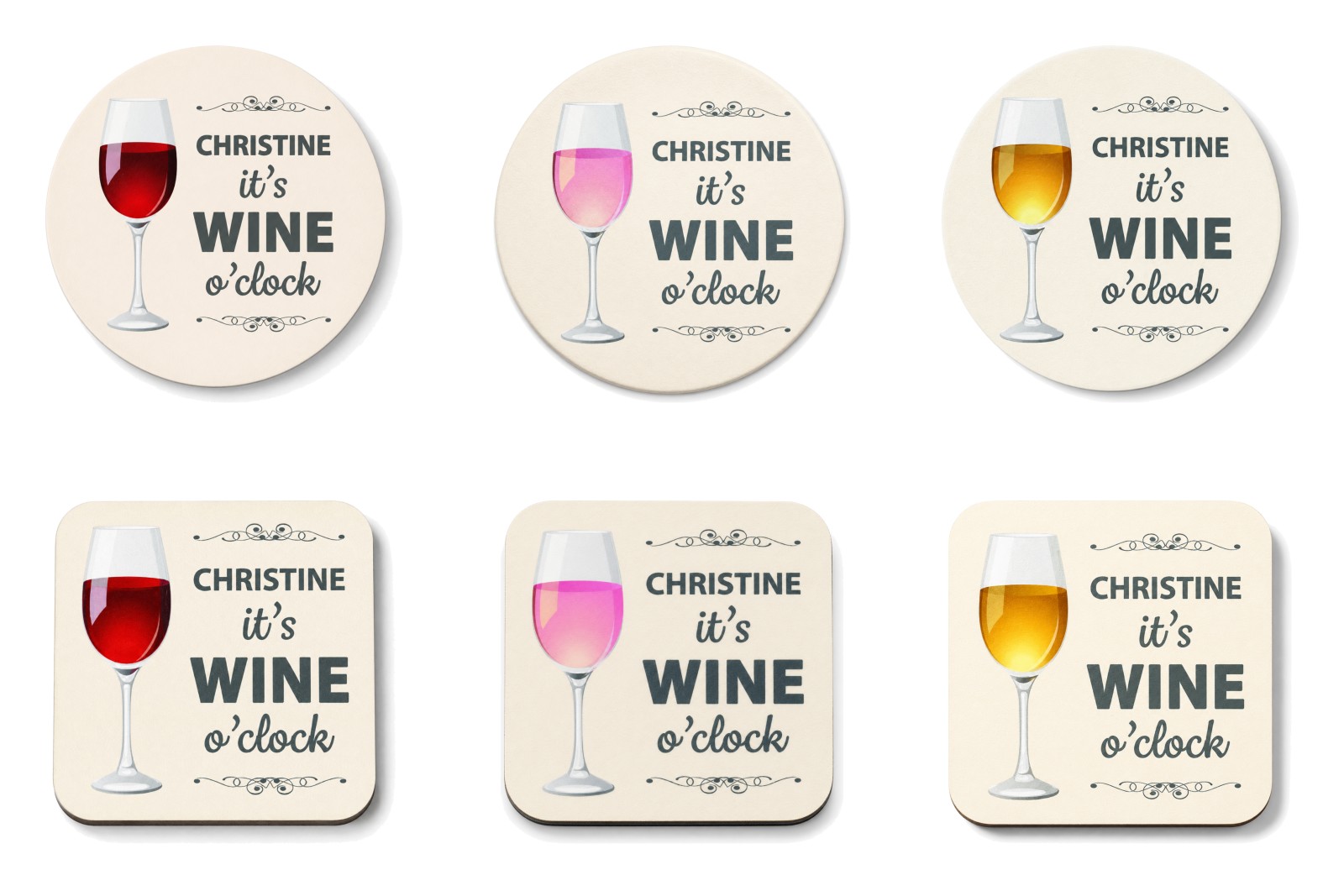 Wine O Clock Personalised Coaster