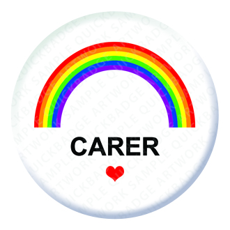 Rainbow Carer Button Pin Badge