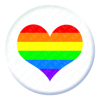 Rainbow Heart Button Pin Badge