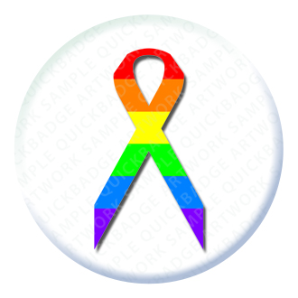 Rainbow Ribbon Button Pin Badge