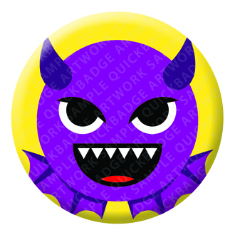 Devil Purple Face Emoji Button Pin Badge