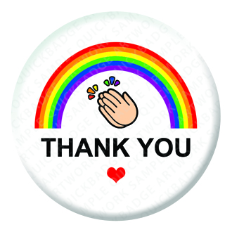 Rainbow Thank you Clapping Button Pin Badge