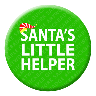 Santas Little Helper Button Pin Badge