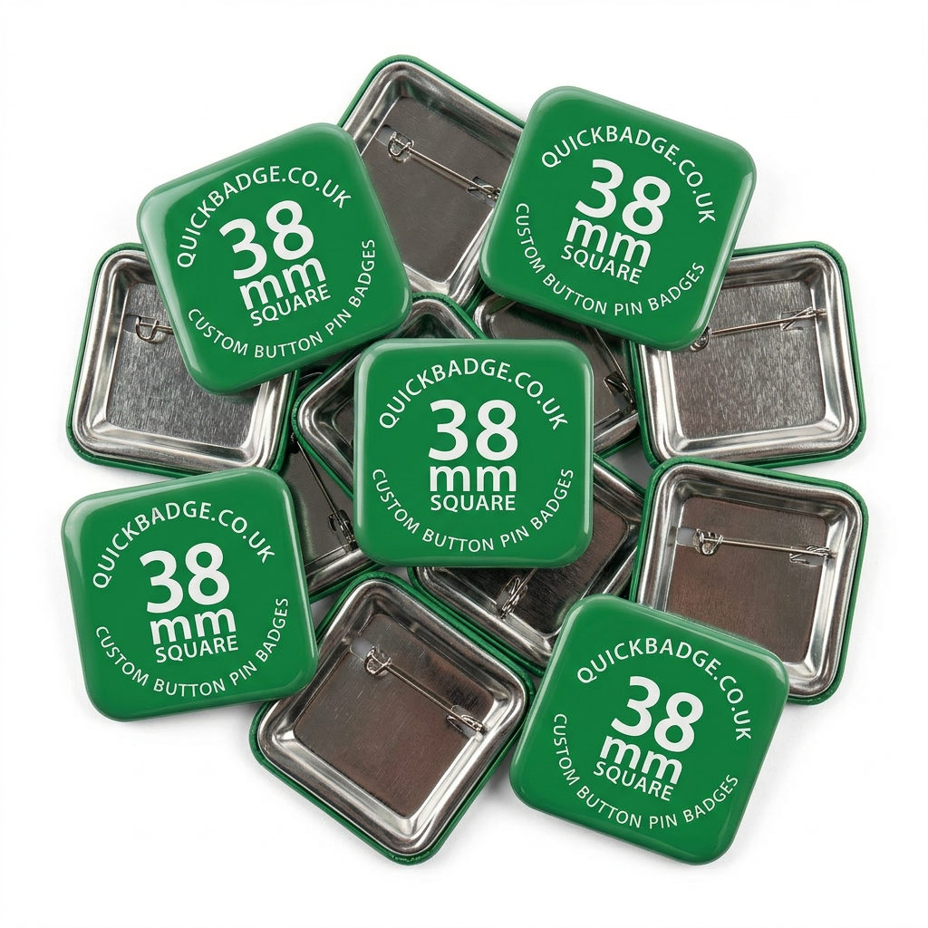 38mm (1 1/2 inch) Square Custom Button Pin Badges
