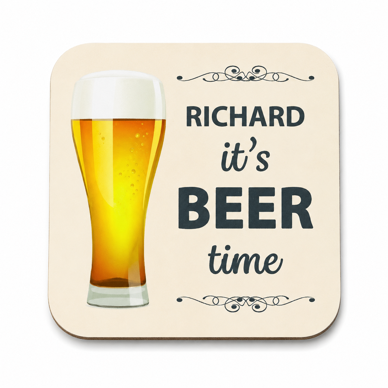 Beer Time Personalised Coaster