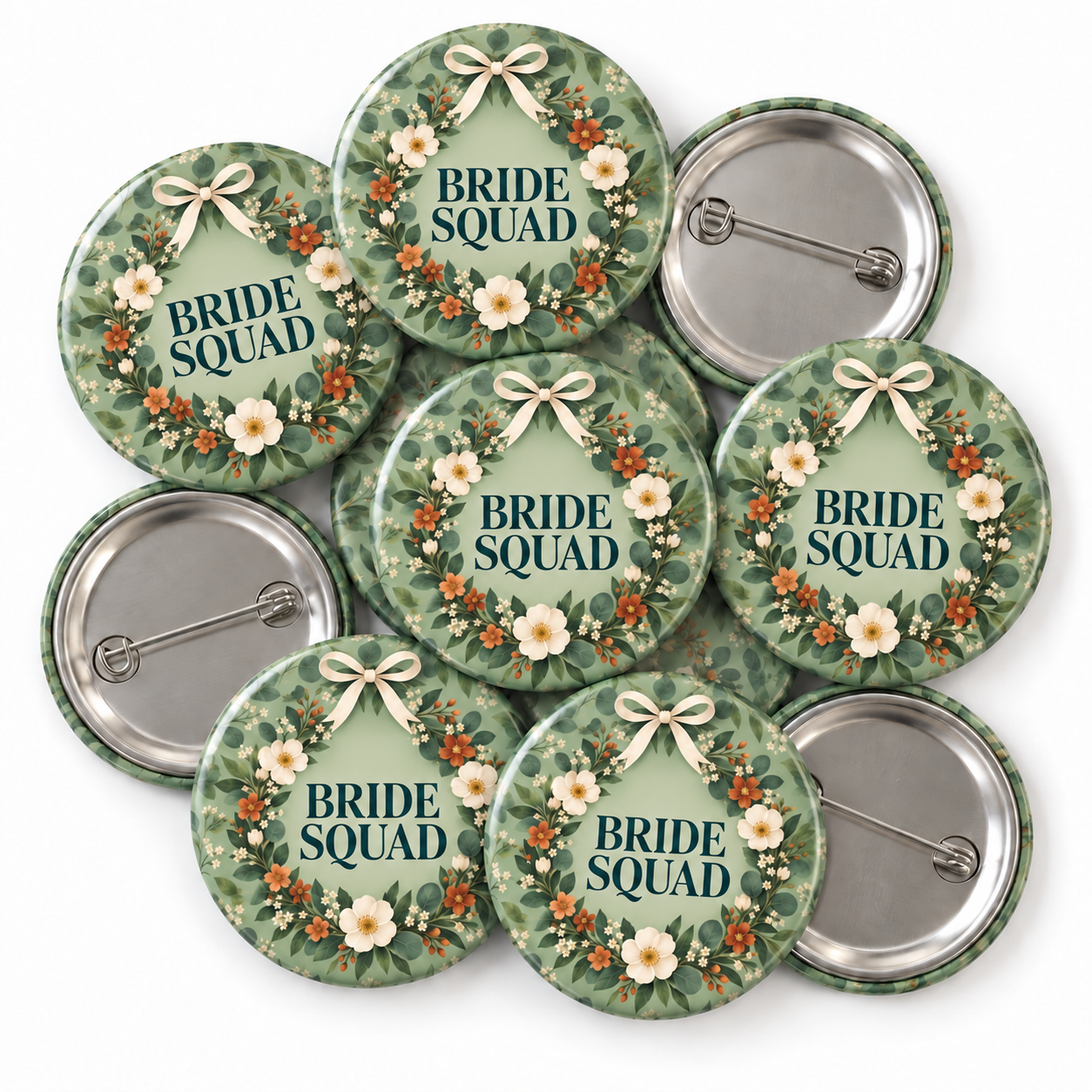 Bride Squad Floral Wreath Hen Party Badge