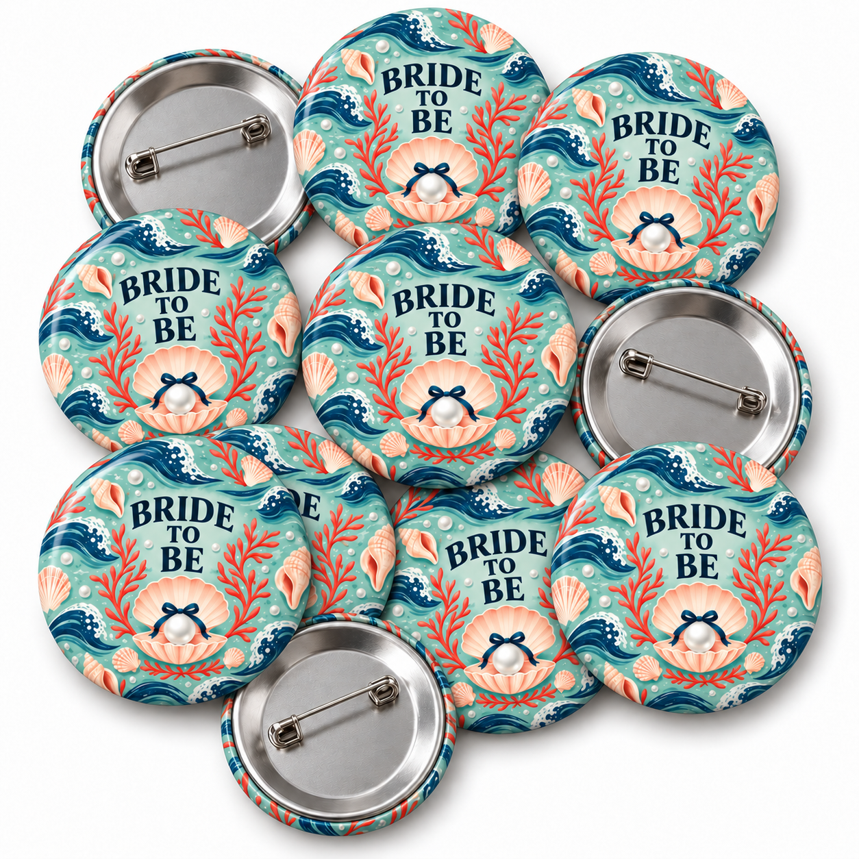 Bride to Be Pearl and Seashell Hen Party Badge
