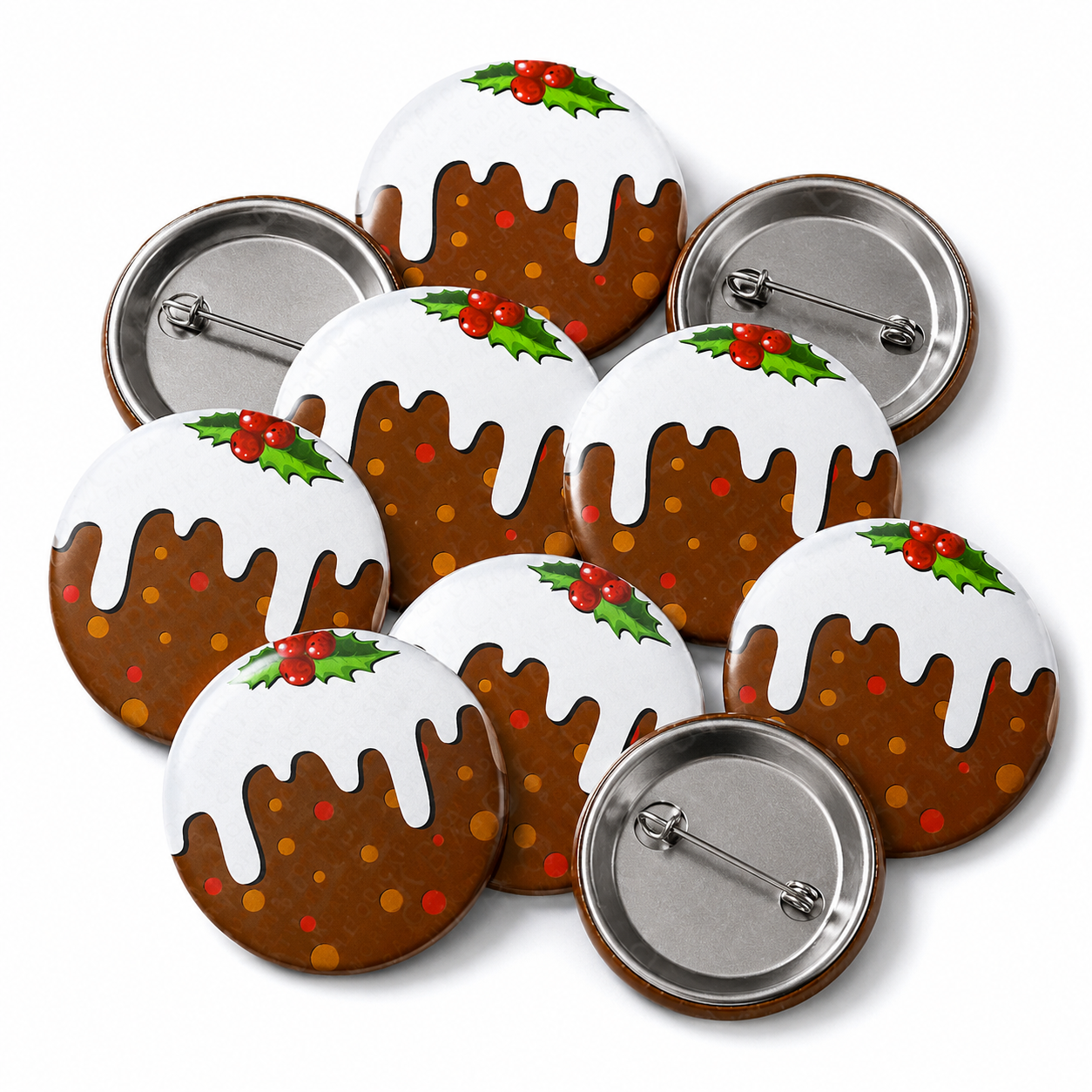 Christmas Pudding Button Pin Badge