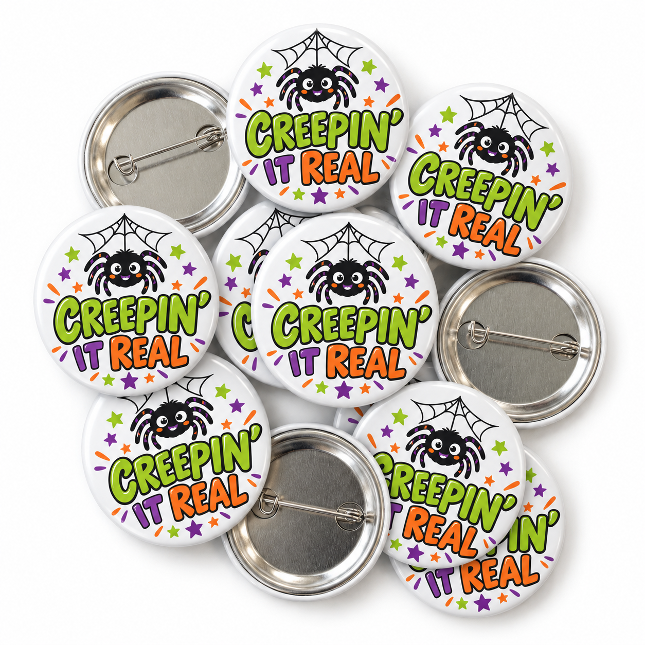 Creepin’ It Real Halloween Spider Badge