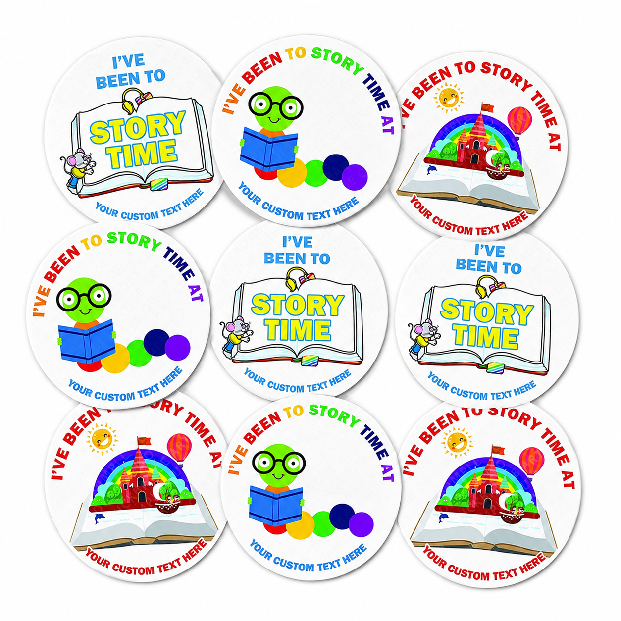 Custom Text Story Time Stickers 35mm Round