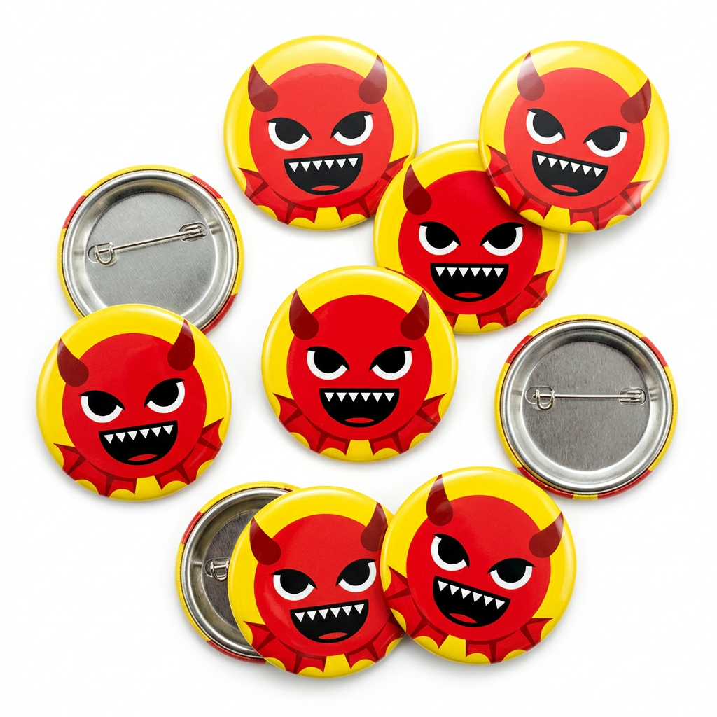Devil Red Face Emoji Button Pin Badge