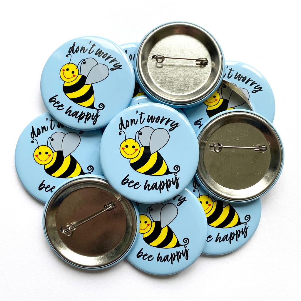 Don't Worry Bee Happy Button Pin Badge