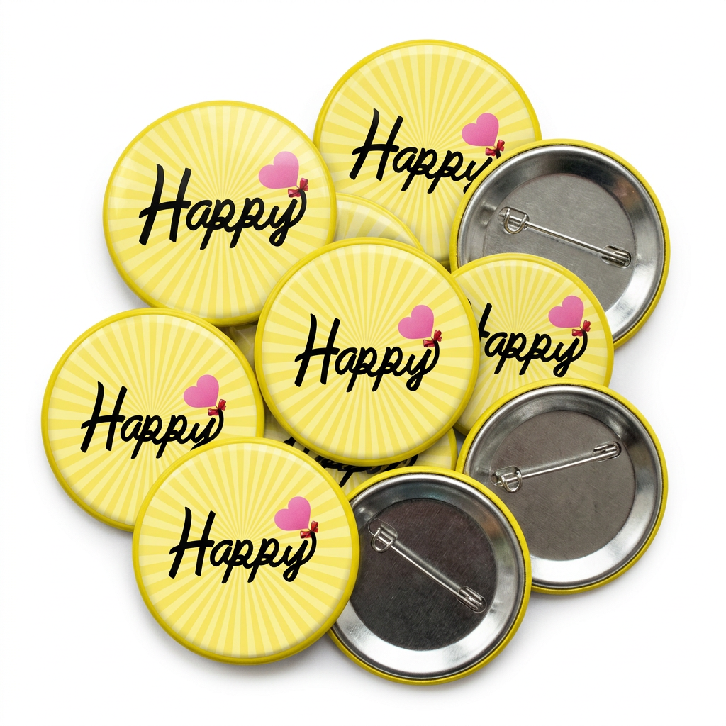 Happy Button Pin Badge