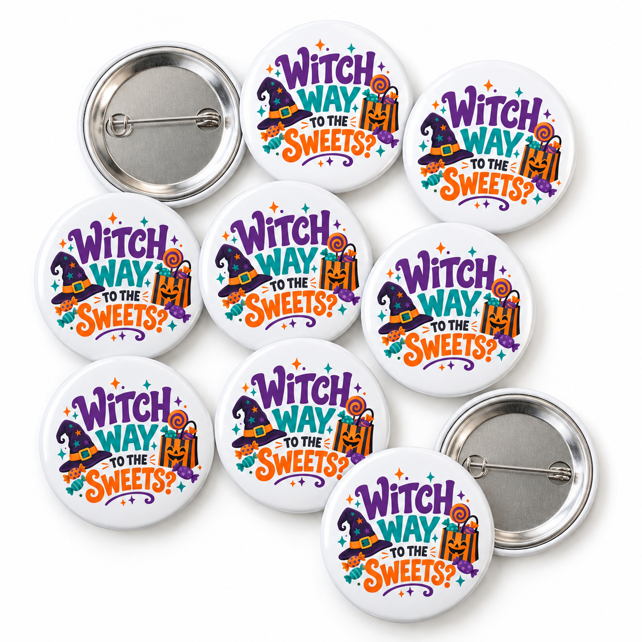 Witch Way to the Sweets Halloween Badge