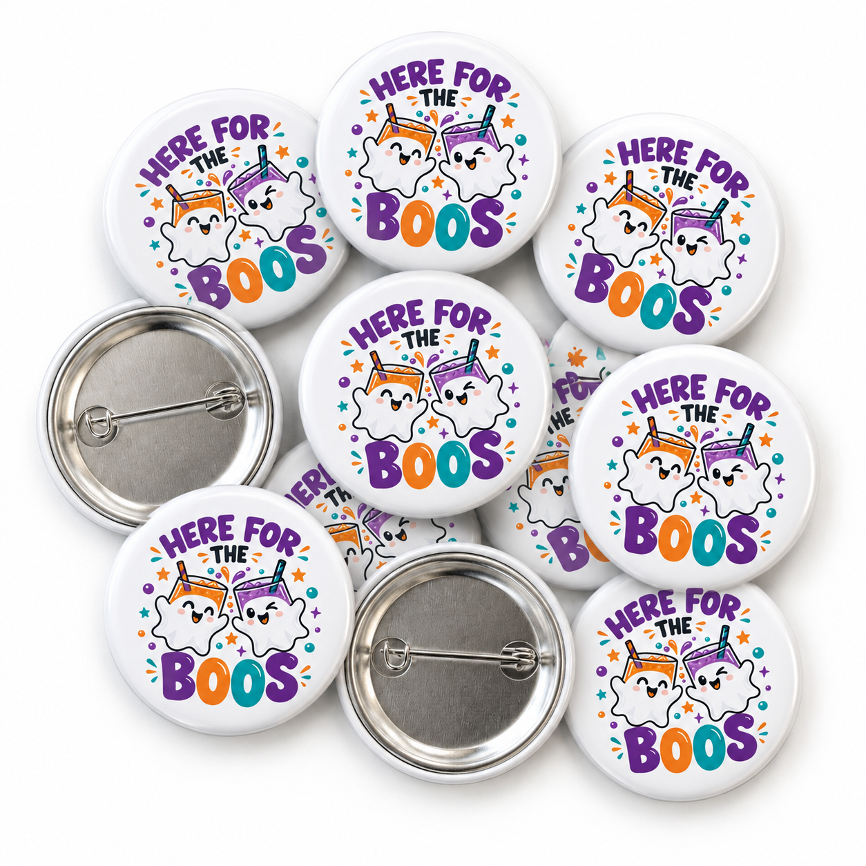 Here for the Boos Ghost Halloween Badge