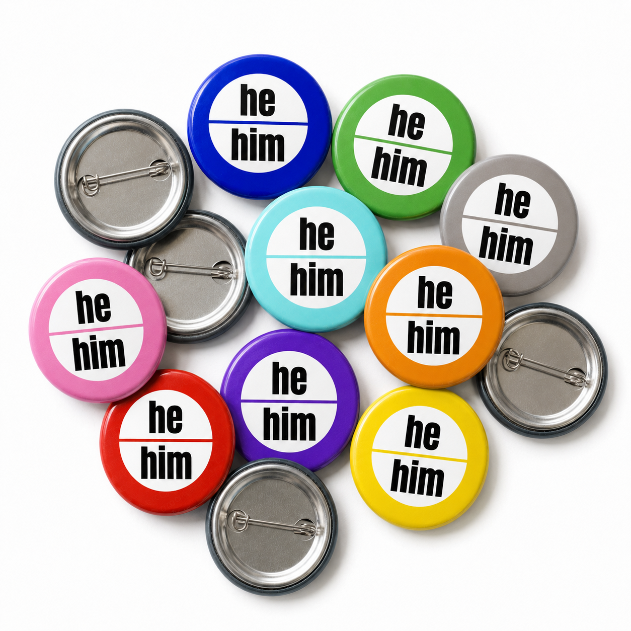 Pronoun - he him Button Pin Badge