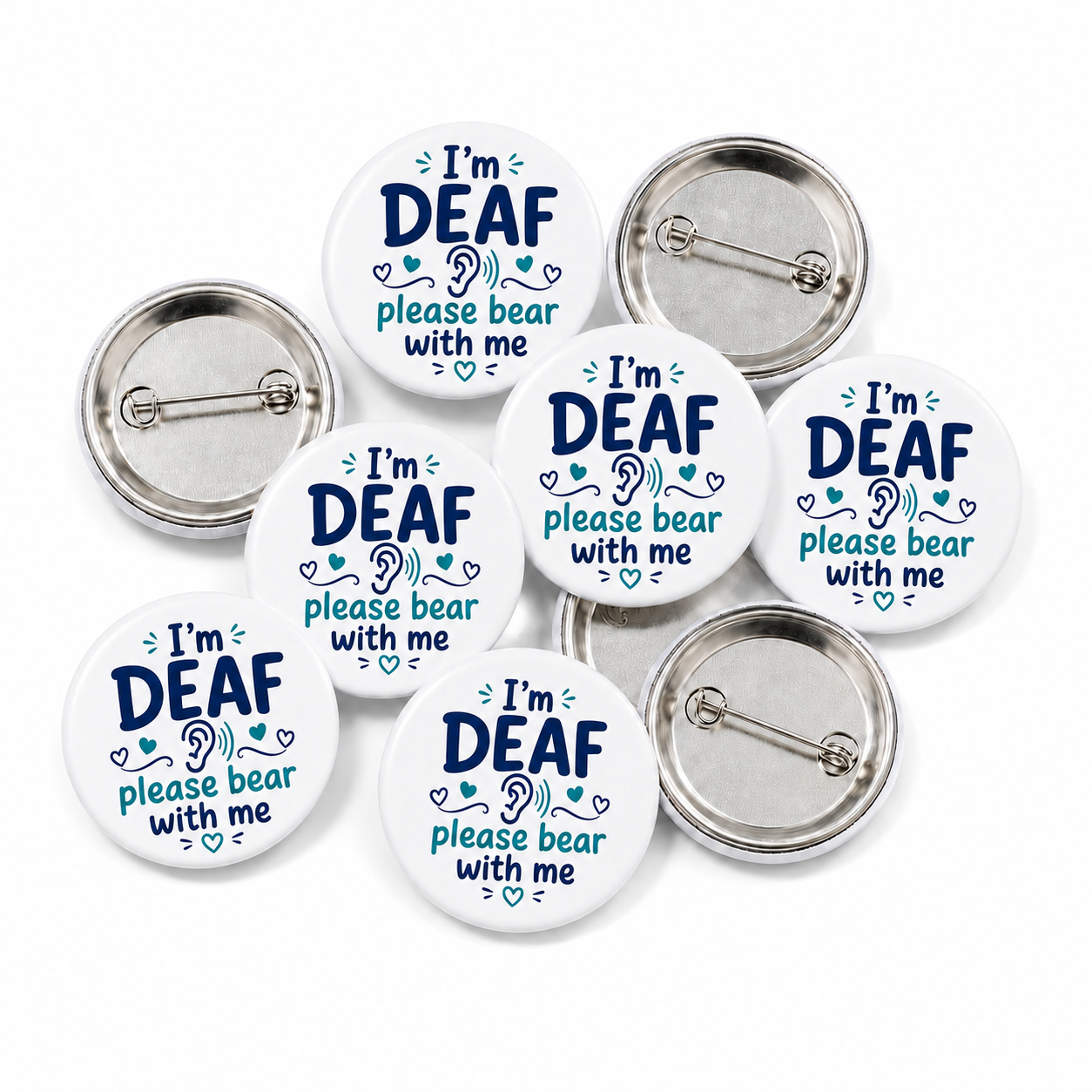 I'm Deaf Please Bear With Me Button Pin Badge