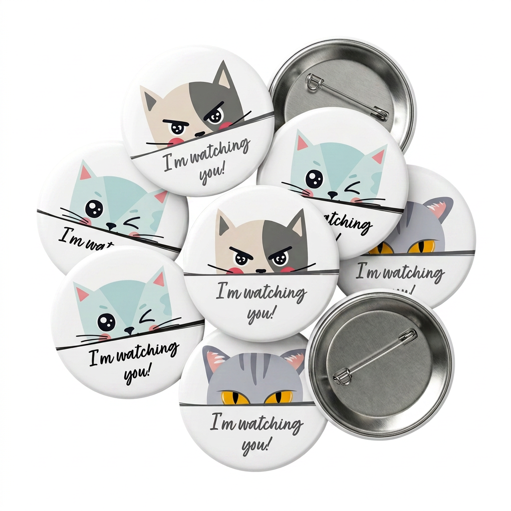 I'm Watching You - Cat Design - Button Pin Badge
