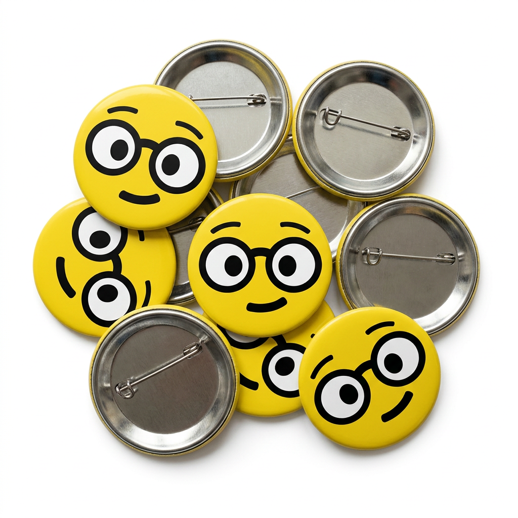 Nerd Face Emoji Button Pin Badge