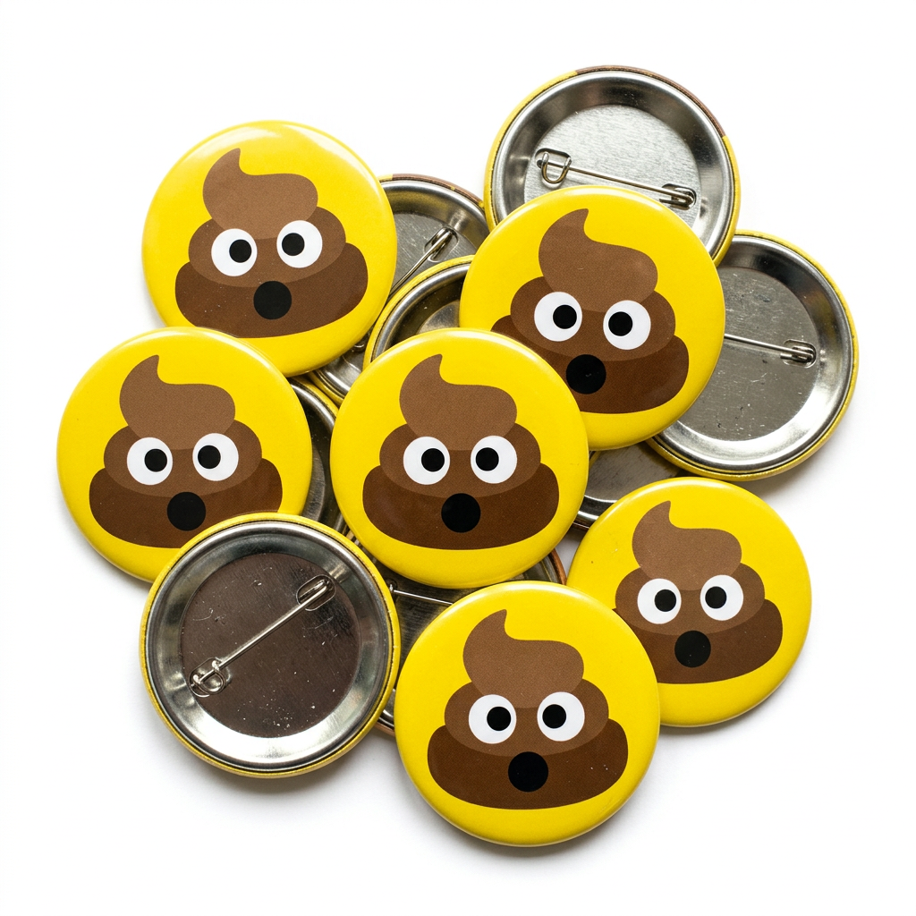 Poop Emoji Button Pin Badge