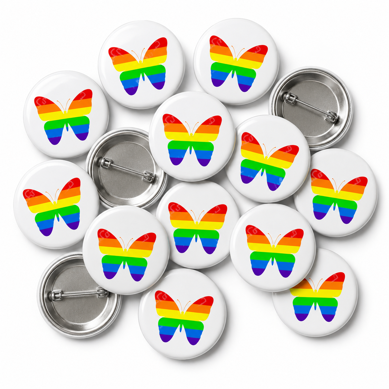 Rainbow Butterfly Button Pin Badge
