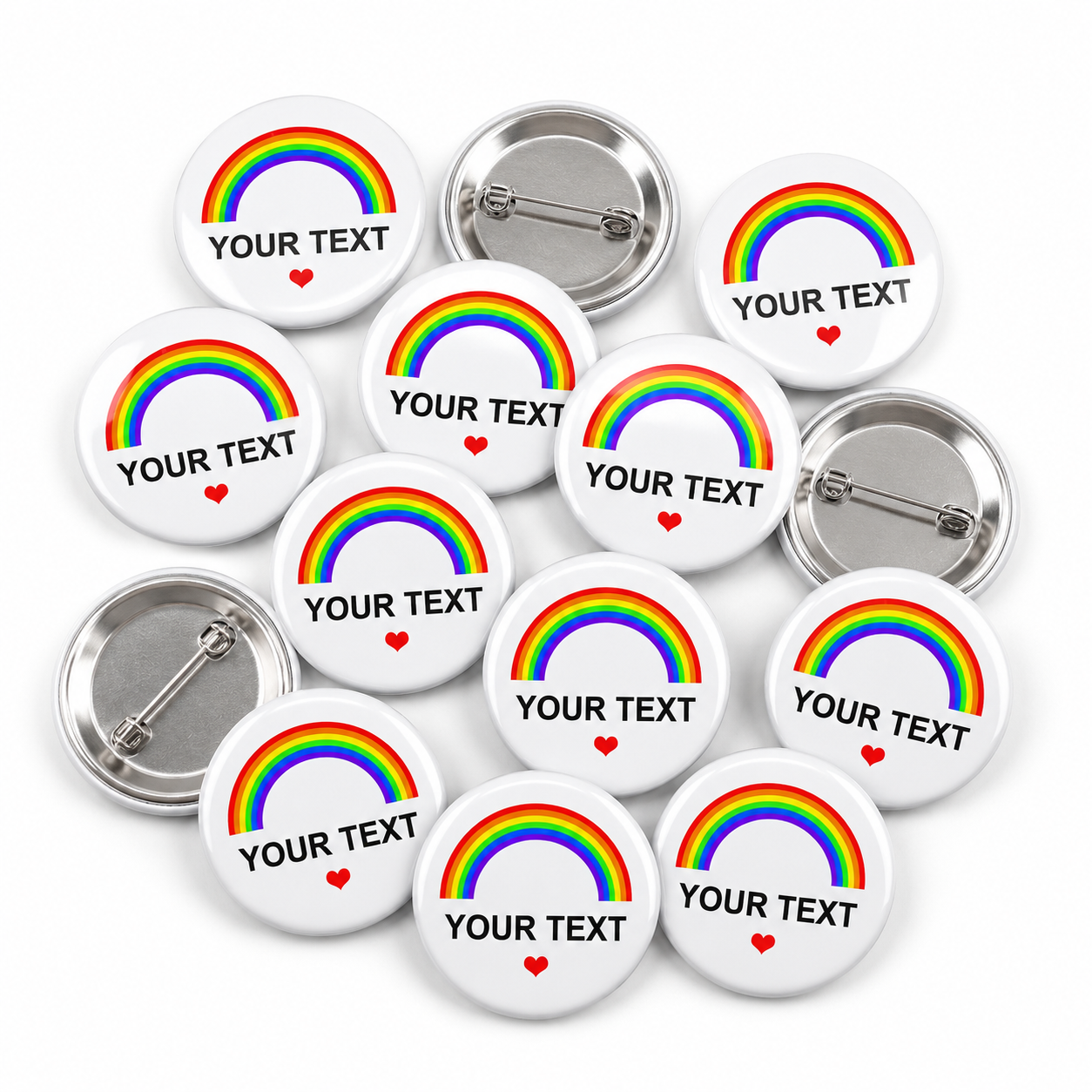 Rainbow Custom Text Button Pin Badge
