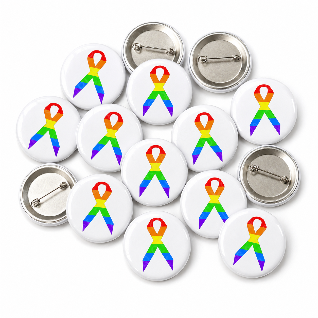 Rainbow Ribbon Button Pin Badge